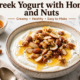 bowl of greek yogurt with honey and nuts